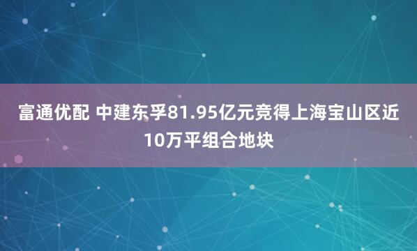 富通优配 中建东孚81.95亿元竞得上海宝山区近10万平组合地块