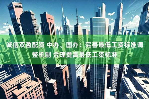 诚信双盈配资 中办、国办：完善最低工资标准调整机制 合理提高最低工资标准